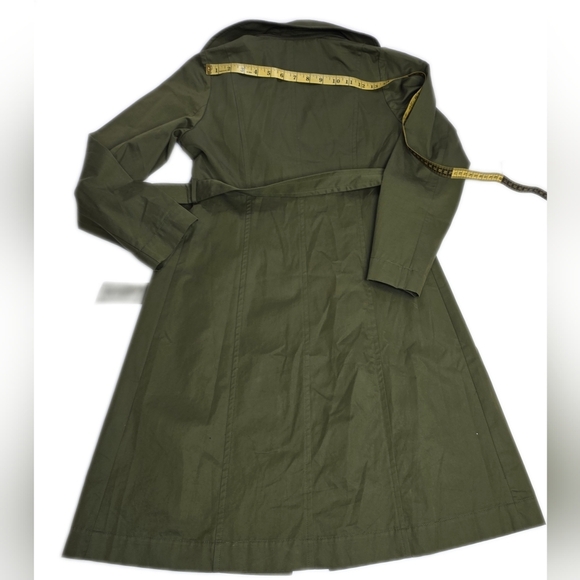 Blue Sky Waxed Cotton Forest Green Coat. Button Down, Belted, Small, - Picture 8 of 14